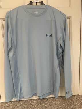 Huk Light Blue Long Sleeve Performance Shirt